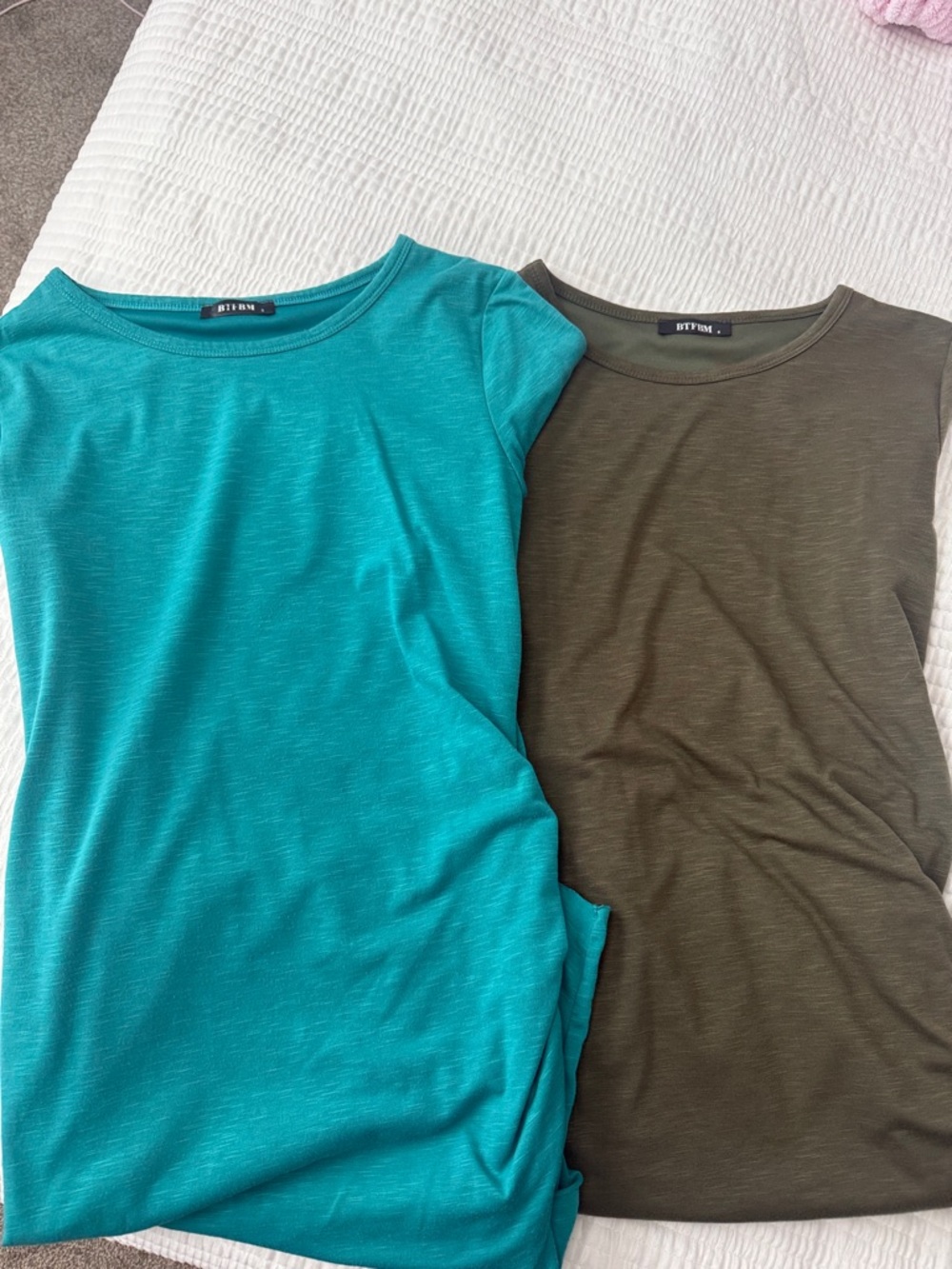 Teal & Olive Crewneck Dress Pair